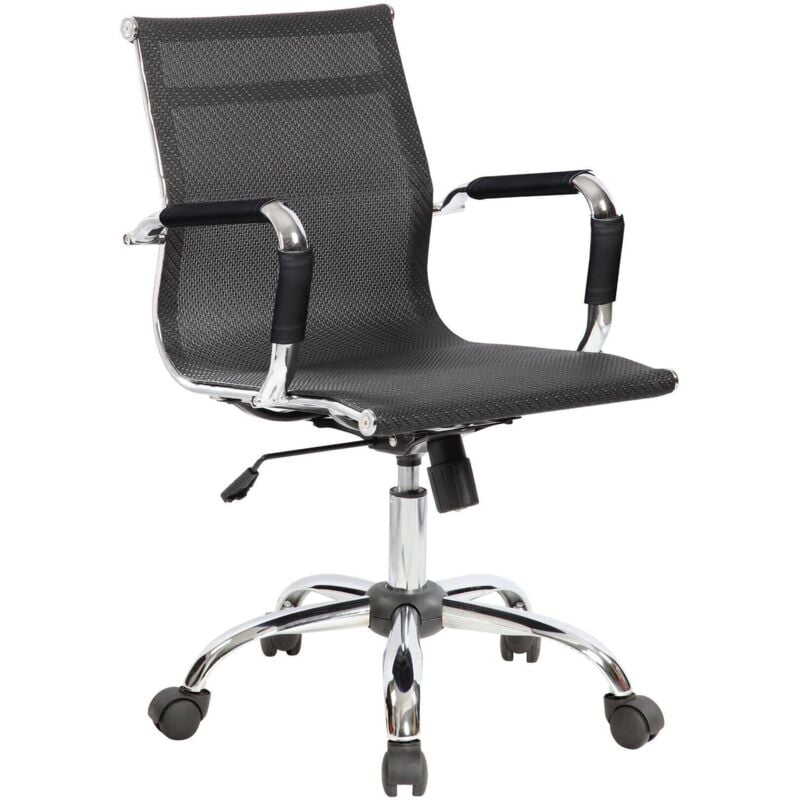 Dmora - Bürostuhl Dardit, Chefsessel mit Armlehnen, Ergonomischer Bürostuhl, Schwarz, 62x54h92/102 cm