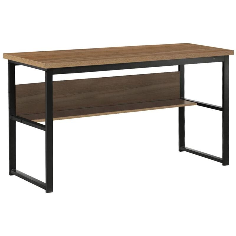 Schreibtisch Dmusell, linearer Schreibtisch, Mehrzweck-Büroschreibtisch, fester platzsparender Schreibtisch, 55x139h74 cm, Schwarz und Eiche - Dmora