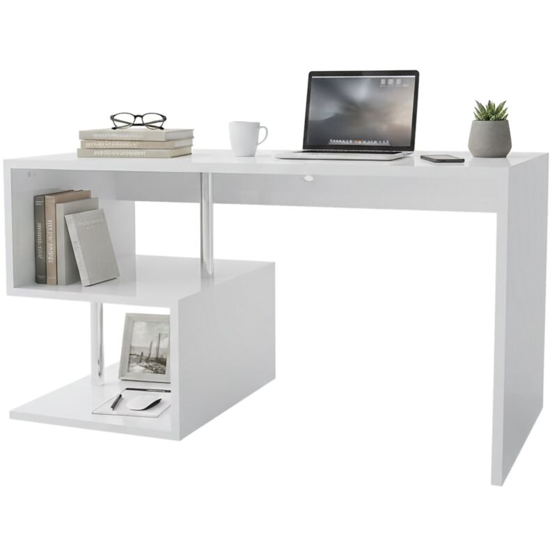 Schreibtisch Dmorisc, Linearer Schreibtisch mit PC-Halterung, Mehrzweck-Bürotisch, platzsparender Multipositions-Schreibtisch, 100 % Made in Italy,