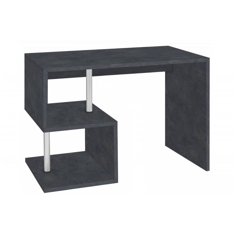 Esse moderner Schreibtisch für Büro und Arbeitszimmer mit Regal, Made in Italy, Computertisch, PC-Schreibtisch, cm 100x50h78, Farbe Aschgrau - Dmora