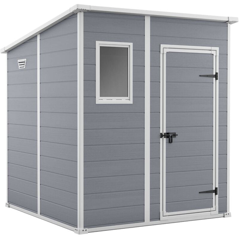 Gartenhaus Galliate, Gartenhütte, Gartenhaus, Werkzeugschuppen, 184x185 h200 cm, Grau - Dmora