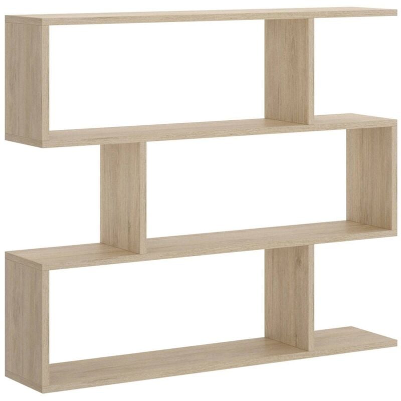 Bücherregal Djovi, Mehrzweck-Büroregal, Bücherregal mit 3 Regalen, 110x25h96 cm, Eiche - Dmora