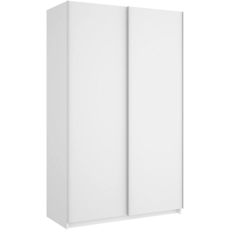 Kleiderschrank Dabbou, Garderobe für Schlafzimmer, Kleiderschrank mit 2 Schiebetüren, 120x65h204 cm, Weiß - Dmora