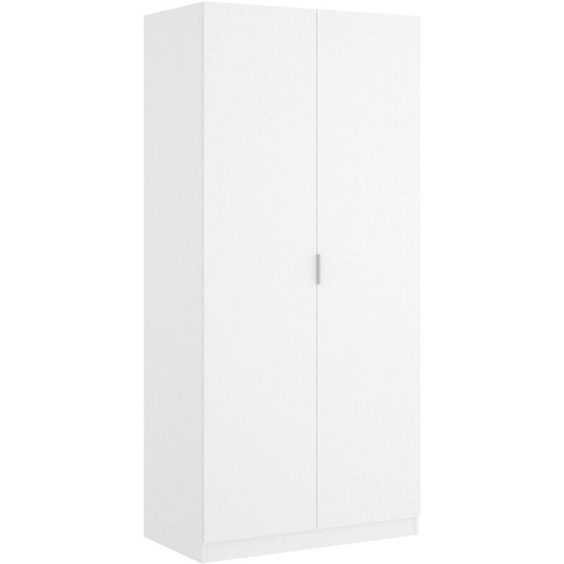 Kleiderschrank Deder, Garderobe für Schlafzimmer, Kleiderschrank mit 2 Flügeltüren, 81x52h184 cm, Weiß - Dmora