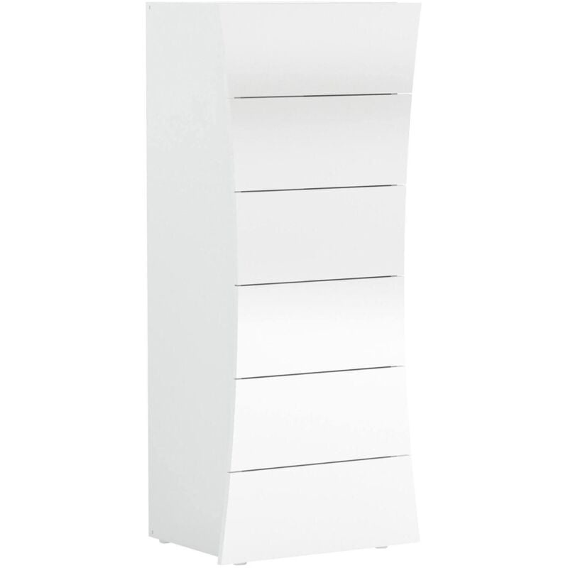 Kommode Dikoné, Kommode 6 Schubladen, Kommode für Schlafzimmer, 100% Made in Italy, cm 50x40h122, glänzend weiß - Dmora