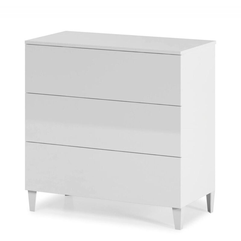 Schubladenschrank Baltimora, Kommode mit 3 Schubladen, Kommode für Schlafzimmer, Moderne Kommode, cm 80x40h80, Weiß - Dmora