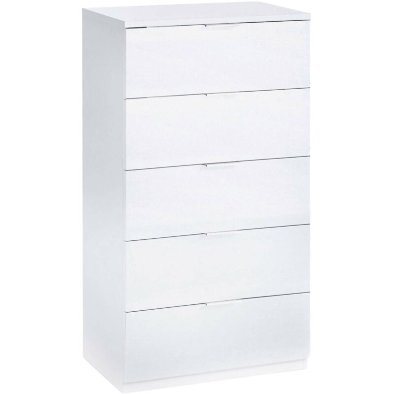 Kommode mit Schubladen Mesquite, Wöchentlich mit 5 Schubladen, Kommode für Schlafzimmer, Moderne wöchentlich, cm 60x40h110, Weiß - Dmora