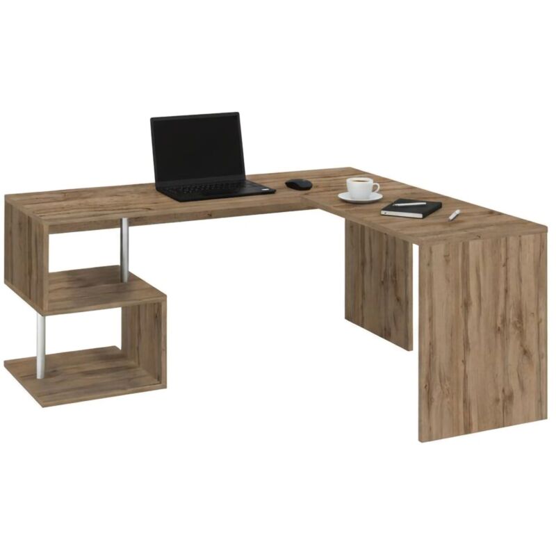 Schreibtisch Dmassaro, Eckschreibtisch mit PC-Halterung, Mehrzweck-Bürotisch, platzsparender Schreibtisch mit mehreren Positionen, 100 % Made in