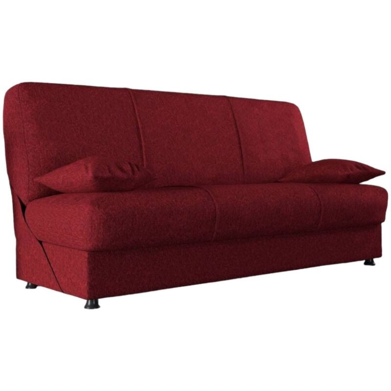 Schlafsofa Dabaro, 3-Sitzer-Container-Schlafsofa mit 2 Kissen inklusive, Wohnzimmersofa aus gepolstertem Stoff mit Klick-Klack-Öffnung, 180x81h90 cm,