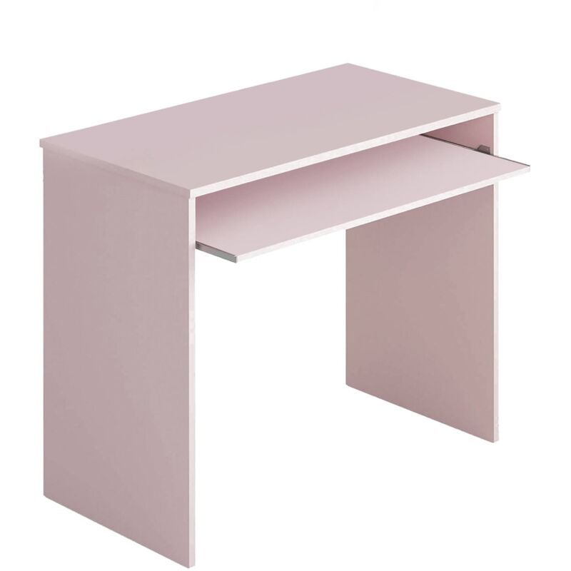 Schreibtisch Dayton, Schreibtisch mit Regal, PC-Halter Arbeitstisch für Büro oder Schlafzimmer, Schreibtisch, cm 90x54h79, Rosa - Dmora