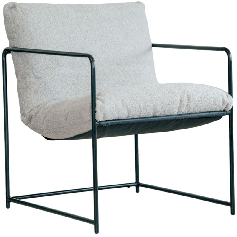 Dmora - Sessel Poplar, Sessel mit Bouclé-Stoff bezogen, gepolsterter Stuhl, Sitz mit Metallarmlehnen, 61x67h75 cm, Grau
