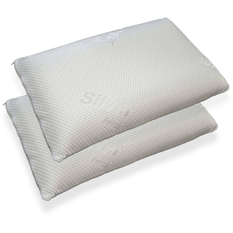 Kissen Cancro,Ergonomisches 'Seifen'-Kissen aus Memory Foam, 100 % Made in Italy, hypoallergen und atmungsaktiv, cm 71x41xh13, 2er-Set - Talamo Italia