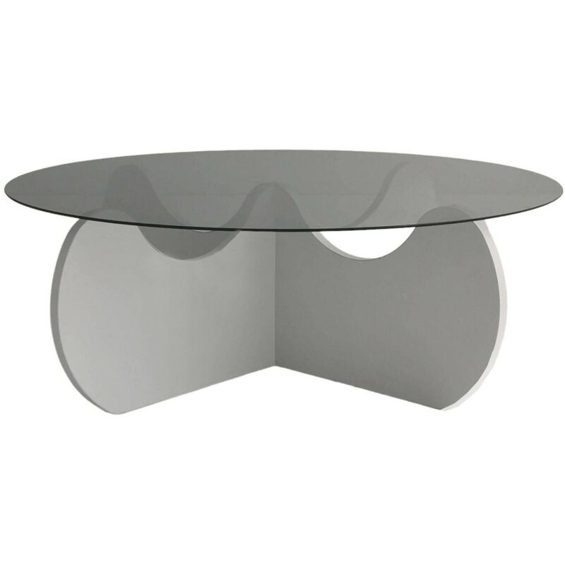 Wohnzimmertisch Dlamonic, Niedriger Wohnzimmertisch, Kaffeeregal, Couchtisch für Sofa, 90x90h30 cm, Weiß - Dmora