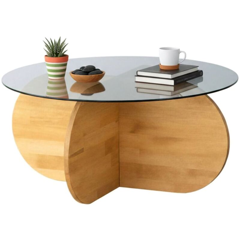 Wohnzimmertisch Doliveir, Niedriger Wohnzimmertisch, Kaffeeregal, Couchtisch für Sofa, 75x75h35 cm, Eiche - Dmora