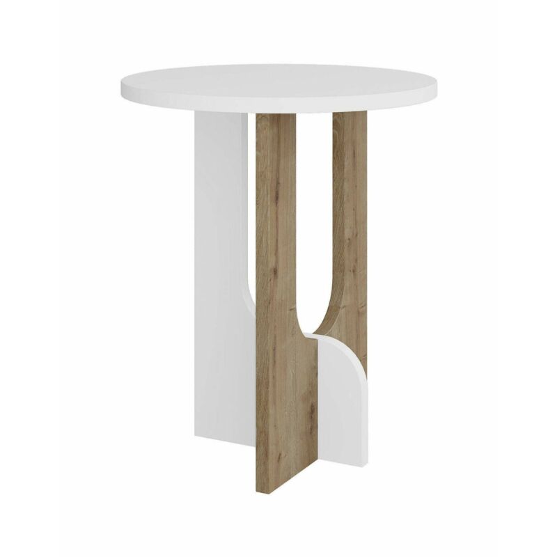 Wohnzimmertisch Dpa, Niedriger Wohnzimmertisch, Kaffeeregal, Couchtisch für Sofa, 40x40h47 cm, Weiß und Eiche - Dmora