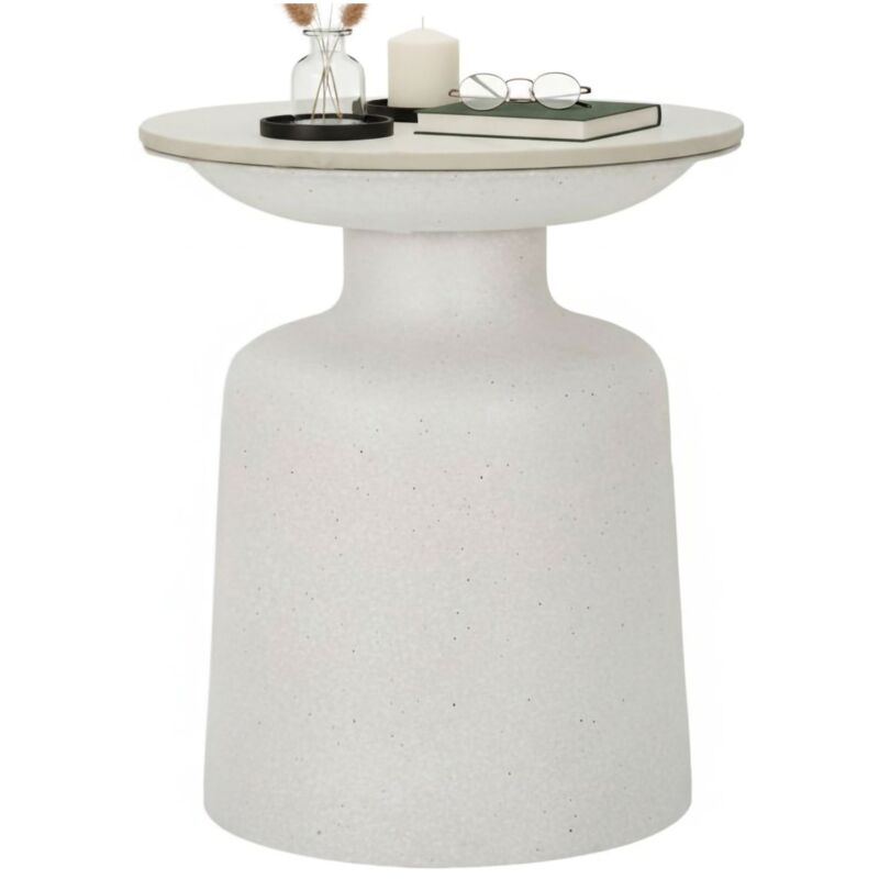 Wohnzimmertisch Farfa, Niedriger Wohnzimmertisch, Kaffeeregal, Couchtisch für Sofa, 40x40 h47 cm, Weiß - Dmora