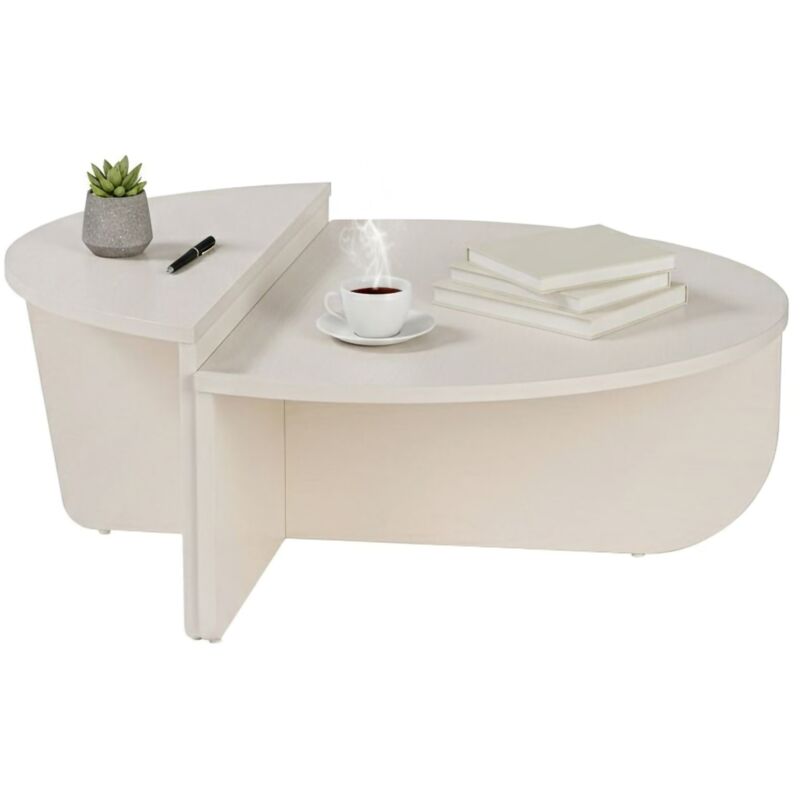 Wohnzimmertisch Feyre, Niedriger Wohnzimmertisch, Kaffeeregal, Couchtisch für Sofa, 90x60 h35 cm, Weiß - Dmora