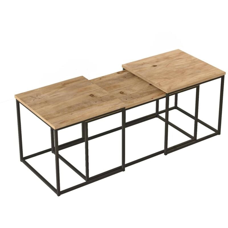 Dmora - Wohnzimmertisch Meissa, Niedriger Wohnzimmertisch, Kaffeeregal, Couchtisch für Sofa, 190x50h48 cm, Eiche, mit verstärkter Verpackung