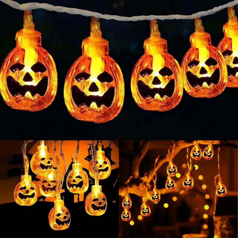DOLASO Halloween-Lichterketten, 3 m, 20 LEDs, Kürbis-Lichterkette, Halloween-Dekoration für drinnen und draußen, Garten, Festival, Party (warmweiß)