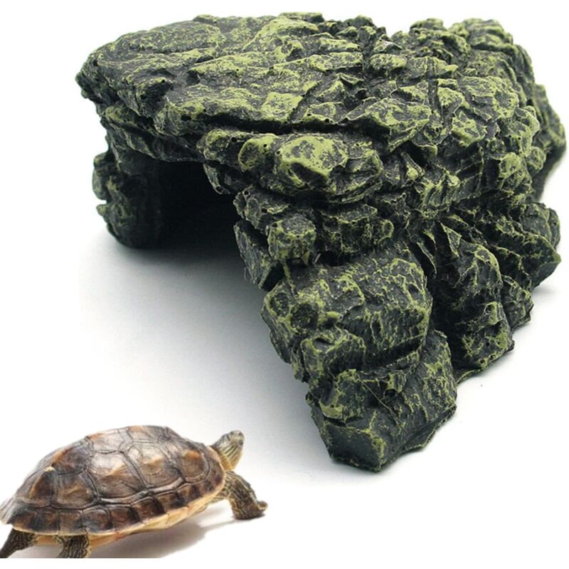 Reptilien-Versteck, Höhle für Reptilien, Terrarium, Schildkröten-Plattform, Versteck, Unterschlupf, Felsen, Kunstharz, schwimmende Insel, Stein,