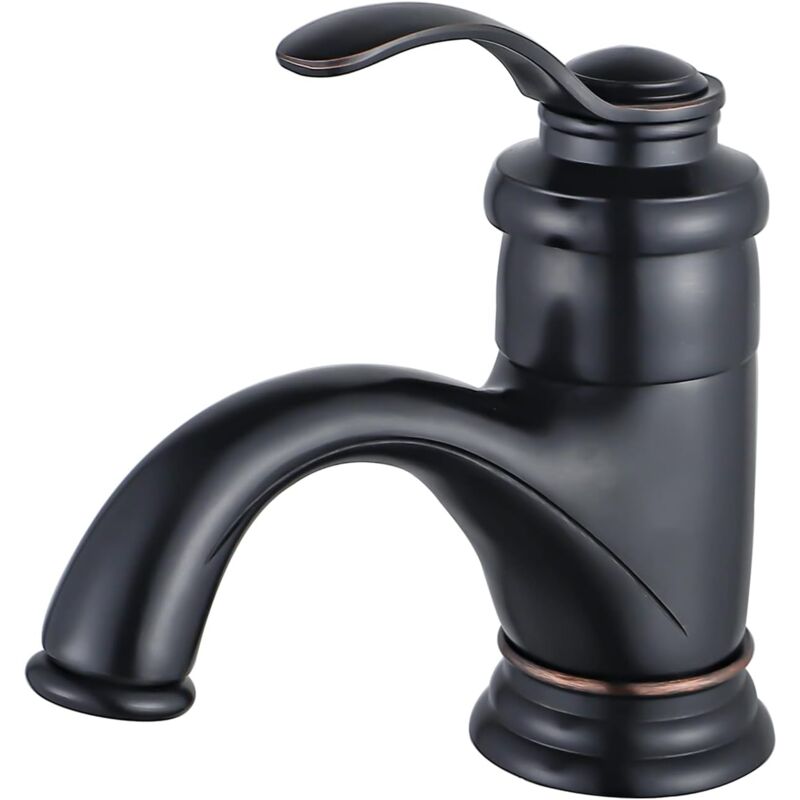 Dolaso - Retro-Badezimmer-Wasserhahn in Schwarz, antiker Waschtisch-Wasserhahn, Nostalgie-Waschbecken-Wasserhahn, Einhand-Badezimmer-Mischbatterie