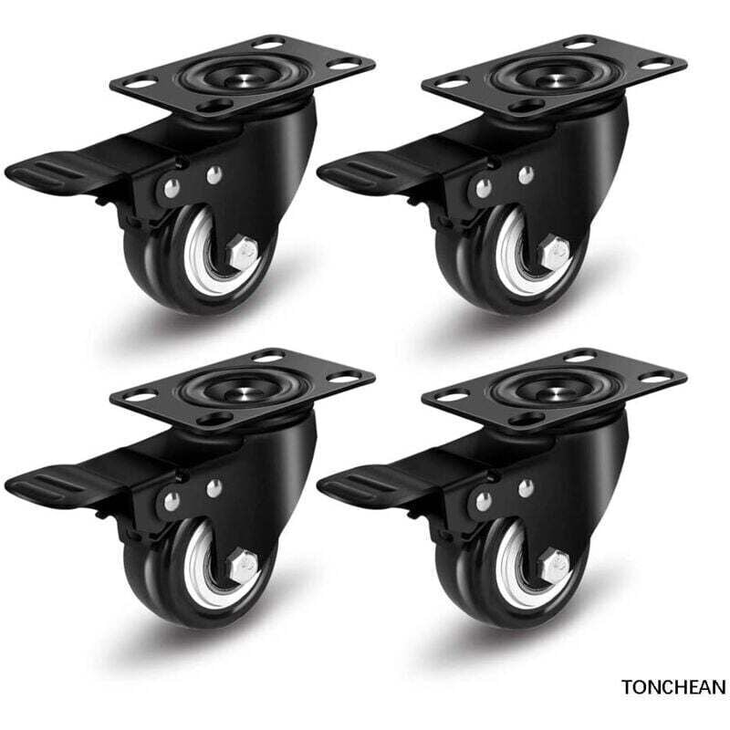 Set mit 4 Lenkrollen, Räder mit Bremsen, Schwerlastrollen 200 kg - Dolaso