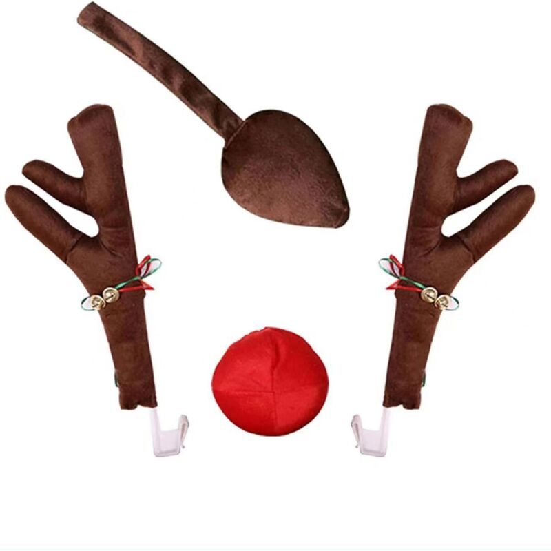 DOLASO Weihnachts-Rentier-Auto-Dekoration, Rentier-Kostümauto, Weihnachts-Rentier-Autos, Rentier-Geweih-Auto-Set, Rentier-Auto-Dekoration,