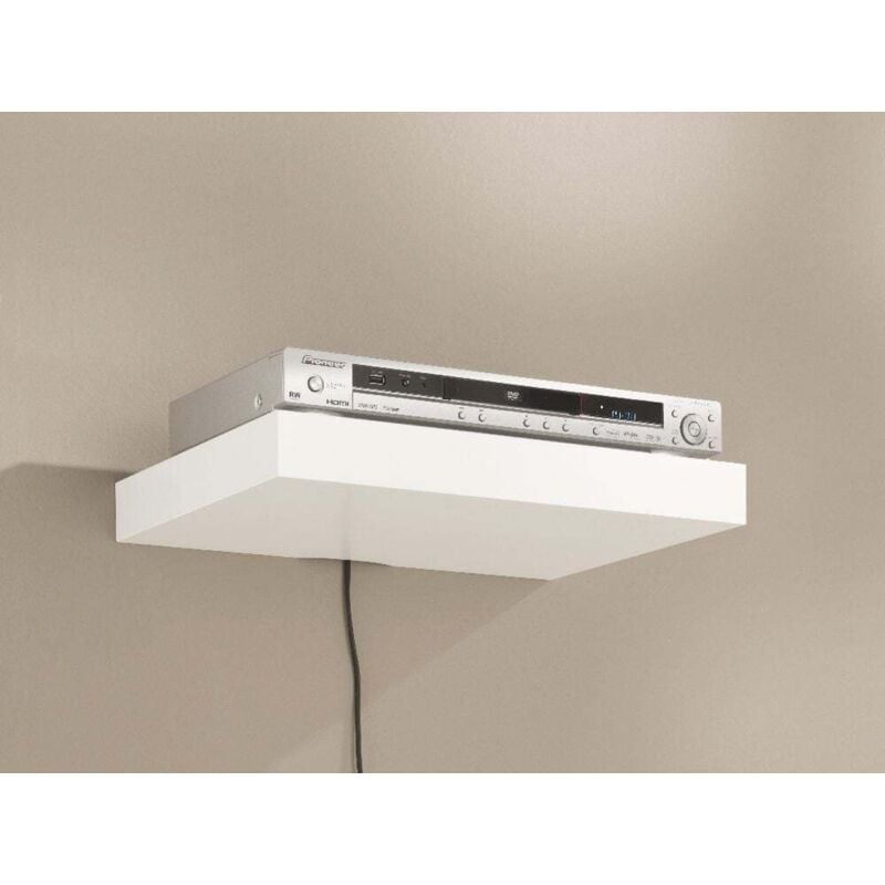 Wandregal Mediabord 44,5 x 30 cm, 50 mm, weiß, Kabelführung Wandregal - Dolle