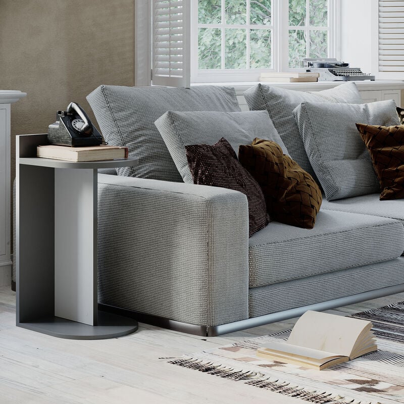 Decortie - Dom Moderner Beistelltisch Anthrazit Grau Weiß Mehrzweck mit Gestaltungselementen h 60.7cm - White