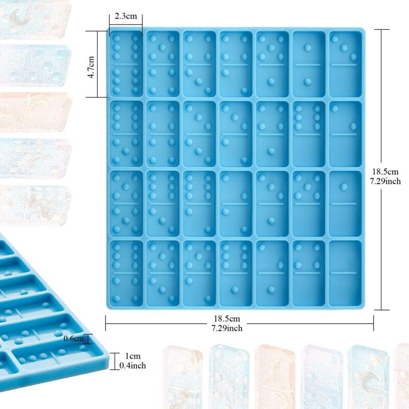 Dominoform für Epoxidharz, Dominoform für Harzbonbons, Tonform, 28-fach Dominoform, Silikonform für Anhänger, Epoxidformen,
