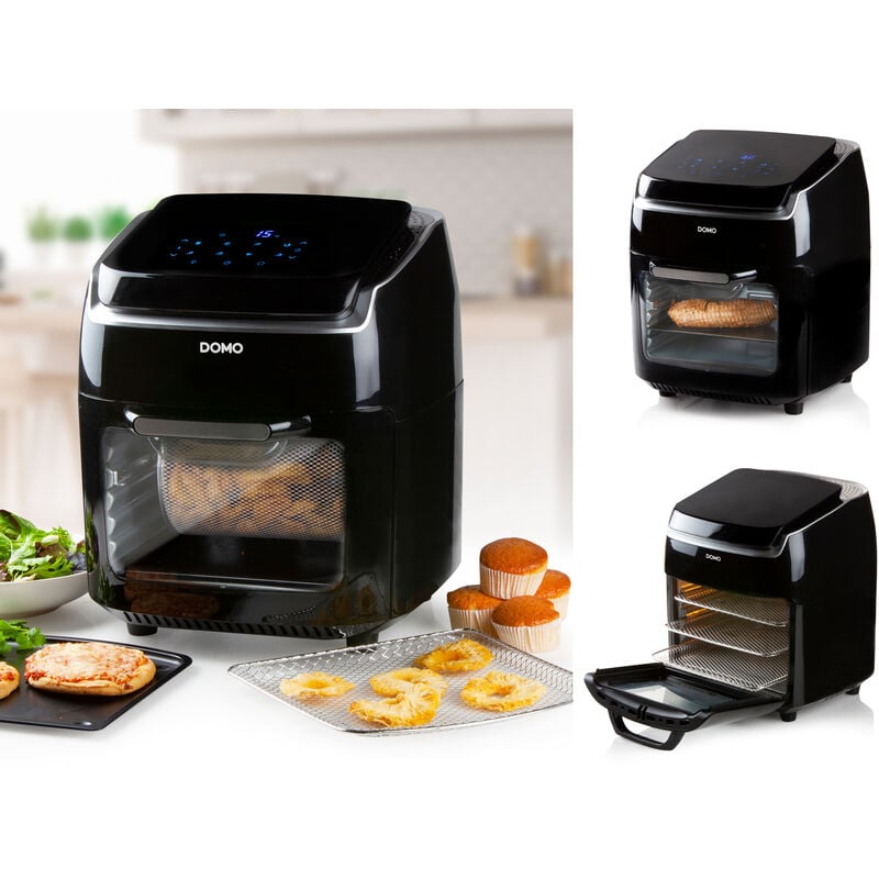 Domo - Digitale Heißluftfritteuse 10 Liter Mini Backofen Rotierkorb, 1800W