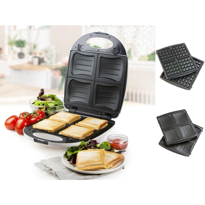 Domo - 2in1 Sandwichmaker 4er Muschelplatte, Waffeleisen 1200W