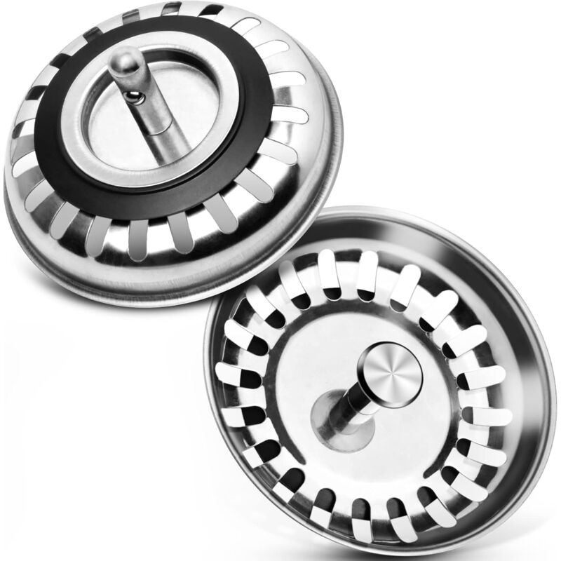 Moonstars - Spülbecken-Stopfen-Lochsieb, 2 Stück, 80 mm, Edelstahl-Schutz, Spülbecken-Abflussstopfen für Küche, Badezimmer, Dusche