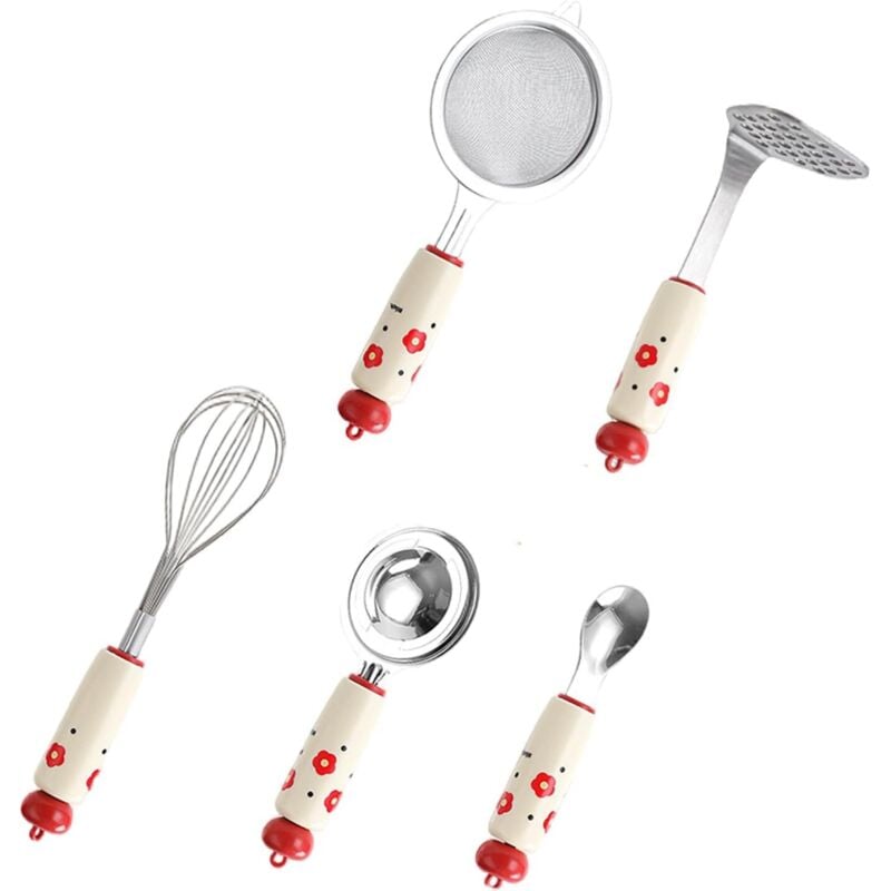 Dopamin Küchenutensilien-Set, Nahrungsergänzungsmittel, Sieb, Baby-Matschlöffel, Eigelbtrenner, Feinsieb, 5-teiliges Set