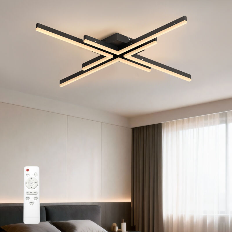 doporro LED Deckenleuchte 48W, Deckenlampe Wohnzimmer 79,5cm, Modern Wohnzimmerlampe & Küchenlampe 3000K/4200K/6400KLM, Ideal für Bad, Wohnzimmer &