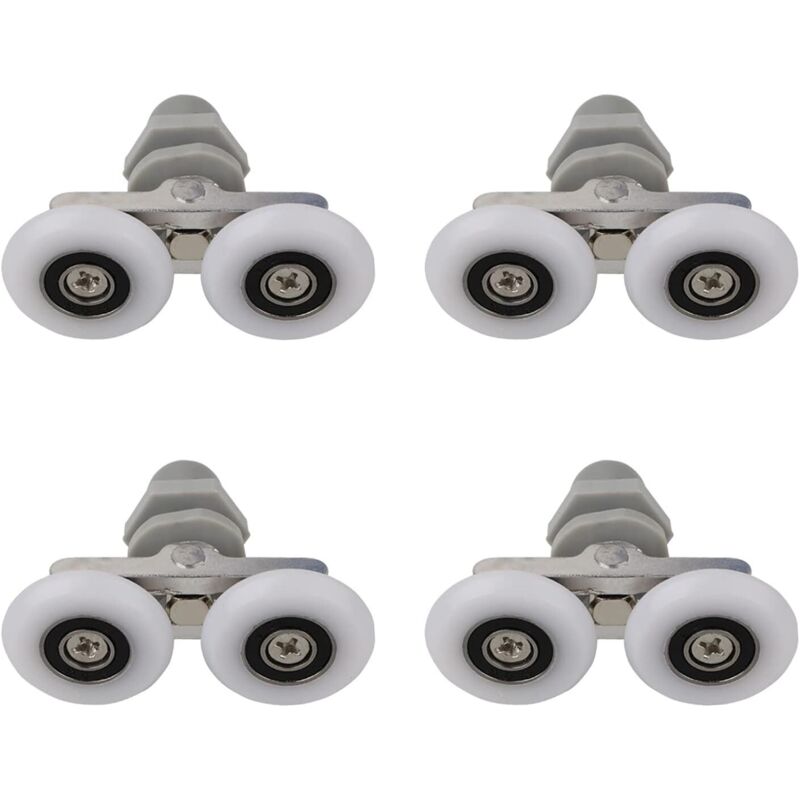 Duschtürrollen, Doppelräder, Duschtürrollen, Gleiträder, Ersatz-Duschtürrollen für Badezimmer, Badezimmer-Ersatzteile, 19 mm, 4 Stück