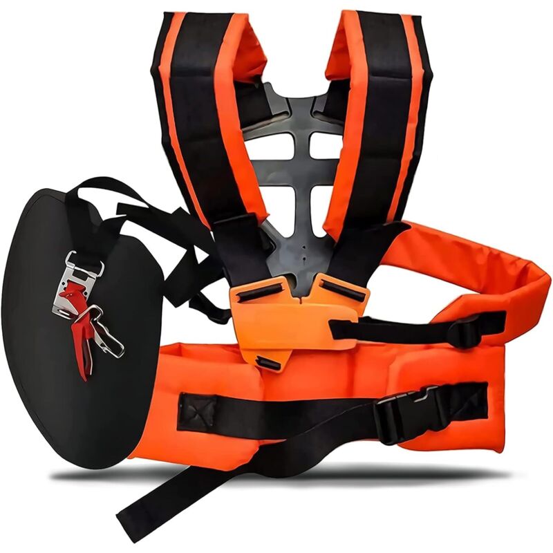 Doppelter Schultergurt für Rasenmäher & Trimmer, Verstellbarer Tragegurt Harnisch für Gartengeräte wie Motorsense, Rasentrimmer, professionelle