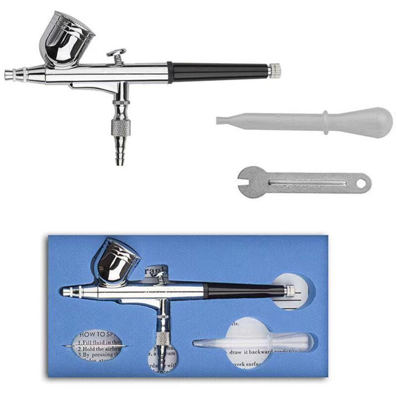 Doppelwirkendes 0,3-mm-Airbrush-Set für Kosmetikmalerei, Nageldesign und Tätowierungen, mit Kunststoffpipette und Schraubenschlüssel
