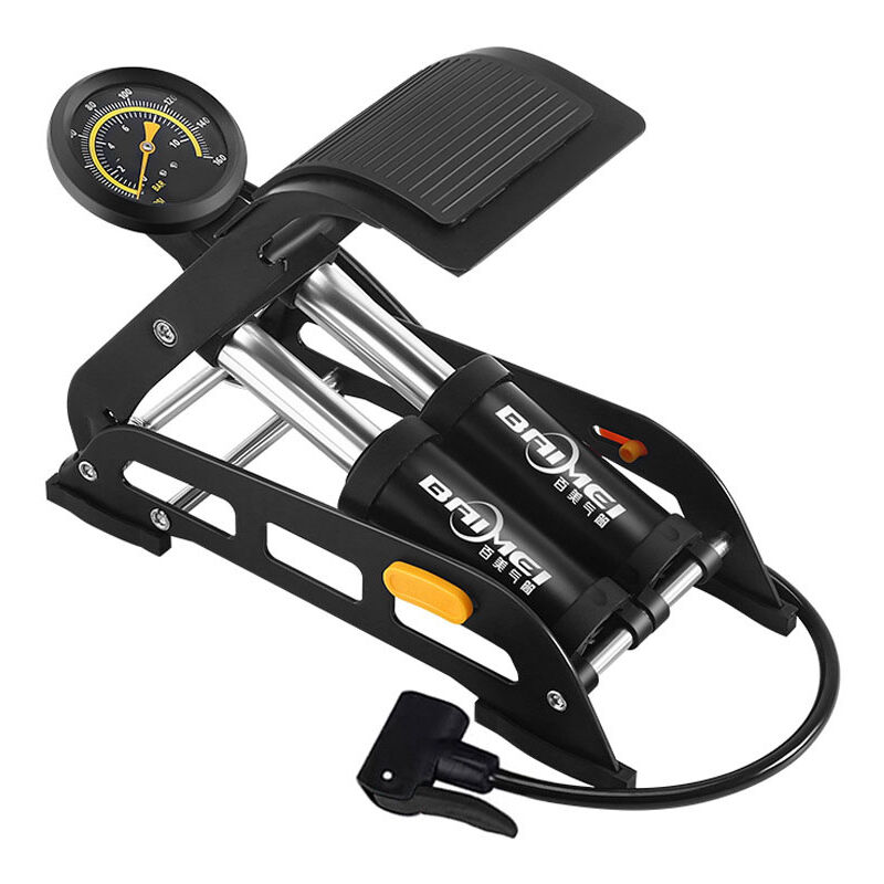 Doppelzylinder-Pedalpumpe, Doppelzylinder-Fahrradpumpe, Fahrrad-Fußpumpe, tragbare Fahrradpumpe, Fahrrad-Bodenluftpumpe, mit Manometer und