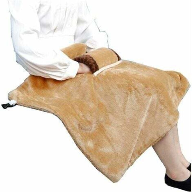 Tigrezy - Doublehero kleine USB-Heizdecke, automatische Abschaltung, Flanell, waschbar, für Knie, Taille und Schulter, wärmende Decke, braun, 60 x 90