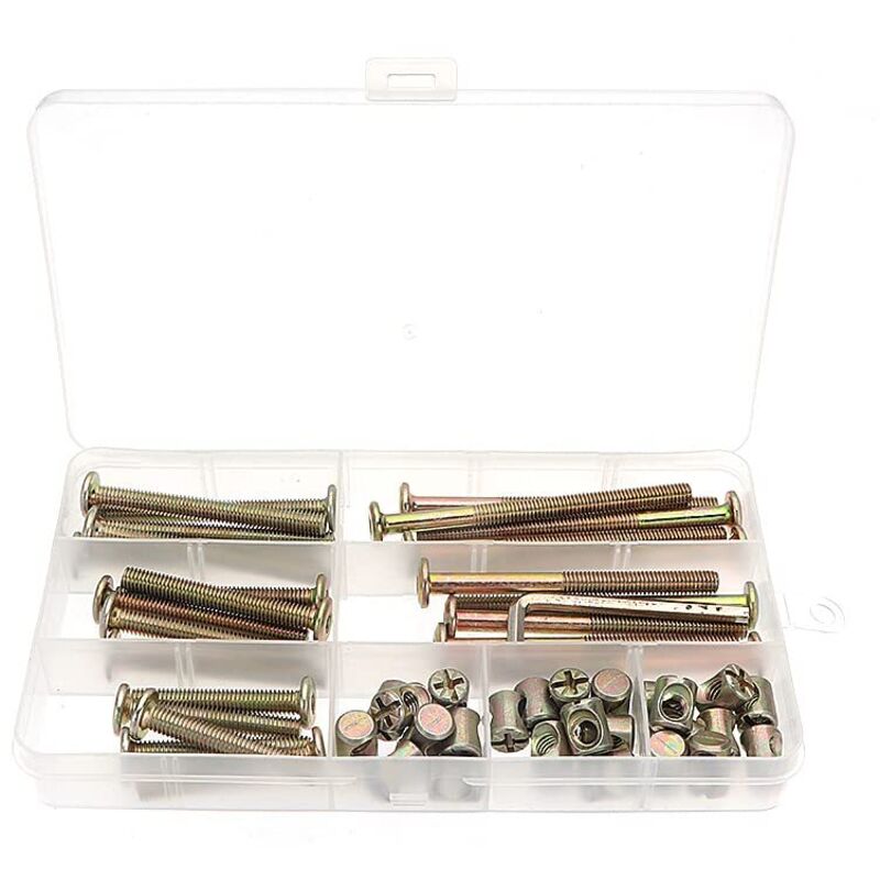 INHHUB 50 Stück M6 Sechskantschrauben, Schrauben mit Zylindermuttern, Schrauben mit Zylindermuttern-Sortiment, für Möbel, Babybetten, Stühle – INHHUB