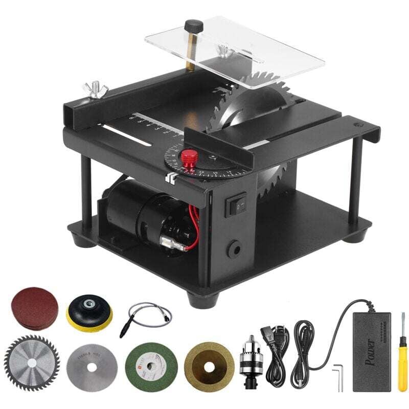 INHHUB Tischkreissäge, Mini-Tischkreissäge, elektrische Schneidemaschine, mit Sägeblatt-Schleifscheibe, 35 mm Schnitttiefe-INHHUB