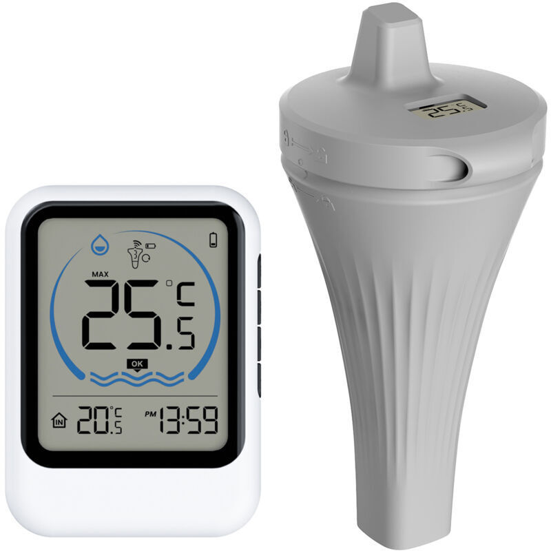 Drahtloses schwimmendes Poolthermometer Radio, LCD-Wassertemperaturthermometer, IP67, LCD-Display für Aquarium, Spa, Fischteich