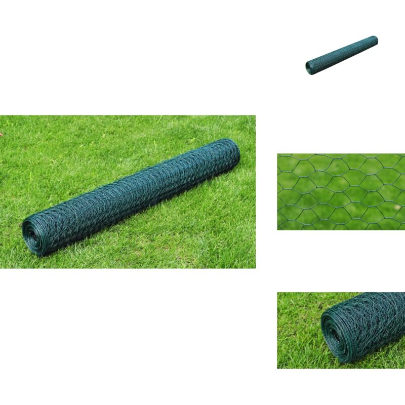 Drahtzaun mit PVC-Beschichtung 25x0,5 m Grün - Zaun Aus Stahl - Gartenzaun - Maschendrahtzaun - Tiergehege - Vogelvoliere