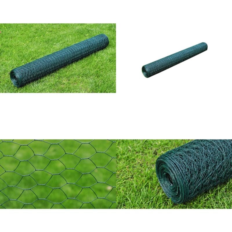 Drahtzaun mit PVC-Beschichtung 25x0,5 m Grün - Zaun Aus Stahl - Gartenzaun - Maschendrahtzaun - Tiergehege - Vogelvoliere - Home & Living