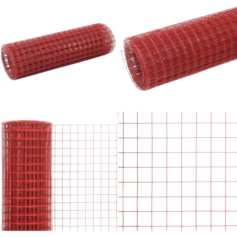 Vidaxl - Drahtzaun Stahl mit PVC-Beschichtung 10x0,5 m Rot - Zaun Aus Stahl - Gartenzaun - Maschendrahtzaun - Tiergehege - Vogelvoliere - Home &