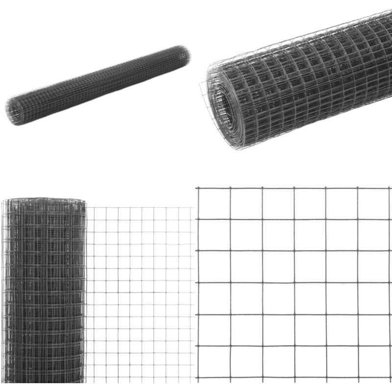 Vidaxl - Drahtzaun Stahl mit PVC-Beschichtung 10x1,5 m Grau - Zaun Aus Stahl - Gartenzaun - Maschendrahtzaun - Tiergehege - Vogelvoliere - Home &