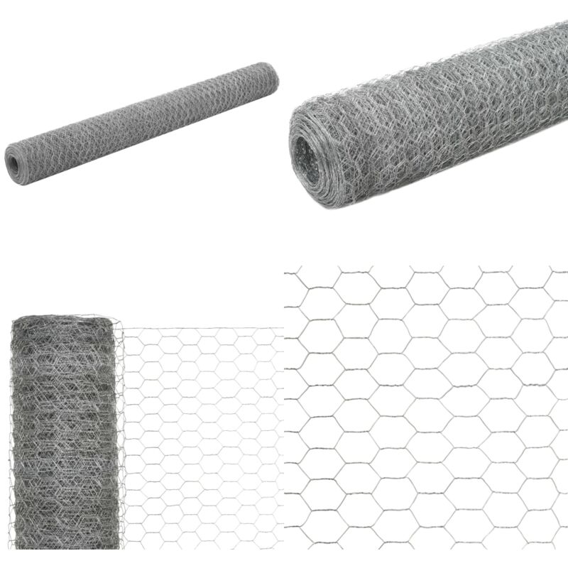 Drahtzaun Verzinkter Stahl 25x1,2 m Silbern - Zaun Aus Stahl - Stahltarafenetz - Gartenzaun - Hexagonales Drahtgitter - Vogelnest - Home & Living