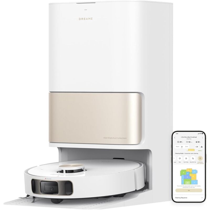 L10s Pro Ultra Heat 7000Pa,Staubsauger Roboter,Saugroboter mit Wischfunktion,LiDAR,APP Control,Weiß - Dreame