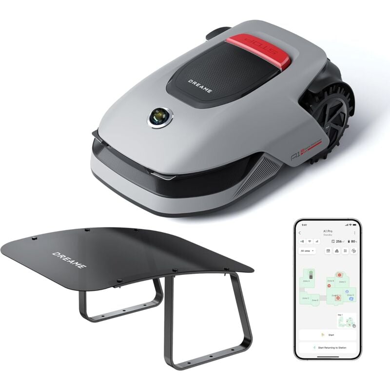 Intelligenter Mähroboter A1 Pro Mit Mähroboter-Garage, Drahtloser Umfang Mähroboter, 2000m², App-Steuerung, OmniSense™ Technologie, Intuitive